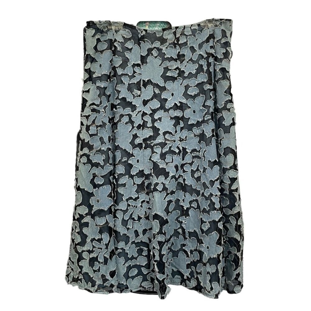 Peck & Peck Weekend Floral Lace Skirt Large Blue Black‎ Lined Womens